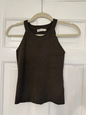 Basic Editions Olive Crop Tank Top